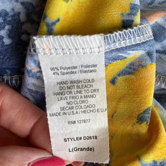 NWT Polly & Stretch Light & Dark Blue Wrap Dress L - Picture 7 of 7